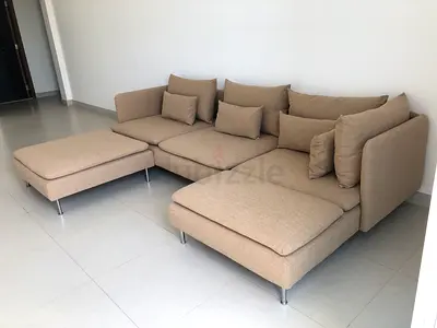 IKEA Söderhamn Lshape sofa with ottoman beige