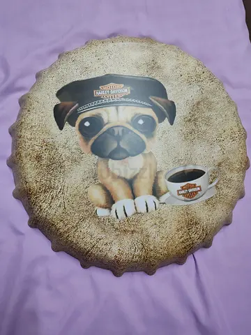 Adorable Harley Davidson Themed Decorative Pillow with Pug Design