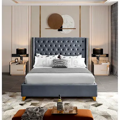Upholstered Wingback Bed king size