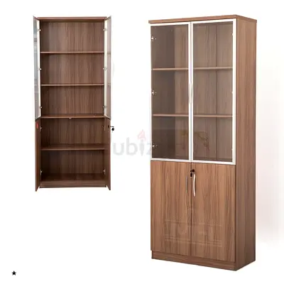 Modern Wooden Cabinet with Glass Doors