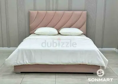 Stylish Pink Bed with Modern Headboard