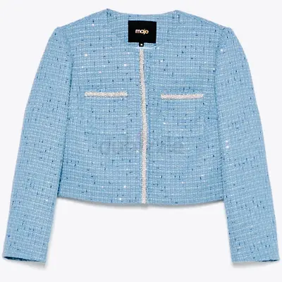 MAJE new elegant chic tweed jacket sequin embellishment, crystal stone