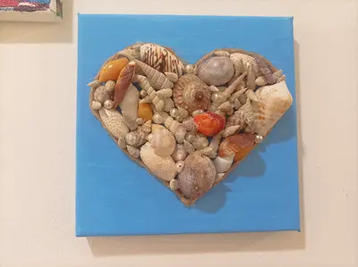 Original Seashell work on canvas handmade