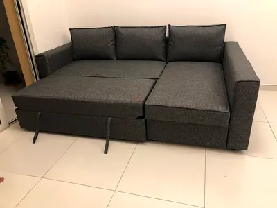IKEA L-Shaped Sofa Bed With Storage Dark Gray