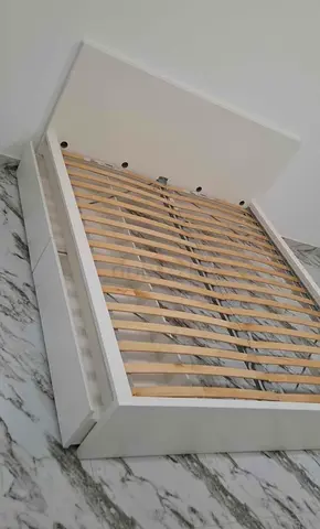 Modern White Bed Frame with Storage
