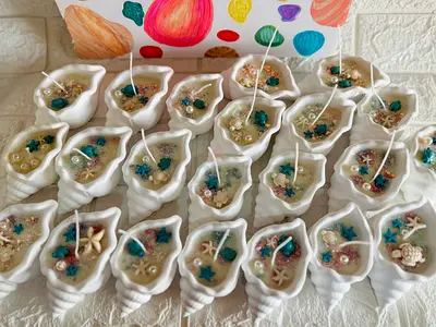 Beautiful Handmade Shell Candles Collection