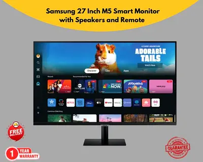 Samsung 27 Inch M5 FHD Smart Monitor with Speakers and Remote -New - Free Delivery - 1 Year Warranty