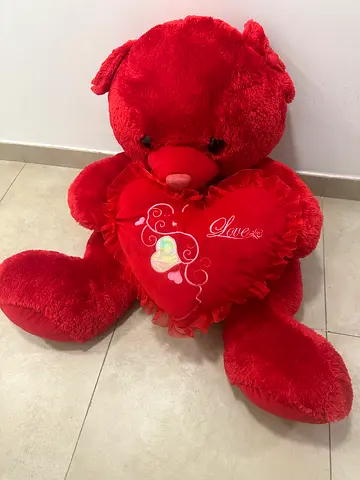 Cute Red Stuffed Bear with Heart