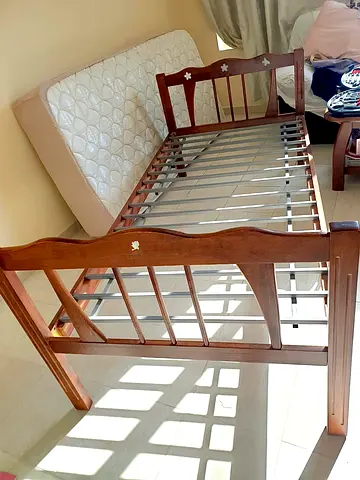 Single Wooden Bed Frame — Brown (Without matress)