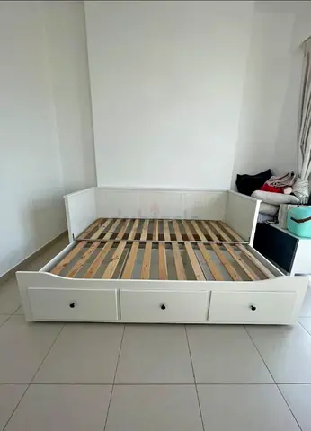 Comfortable White Bed Frame with Storage