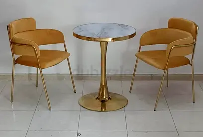 Elegant Gold and Velvet Dining Set for Sale