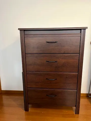 Sturdy 4-Drawer Chest of Drawers in Dark Brown Finish