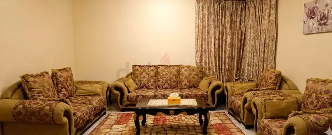 Comfortable Floral Sofa Set with Elegant Rug