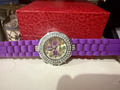Charming Purple Watch with Crystal Accents
