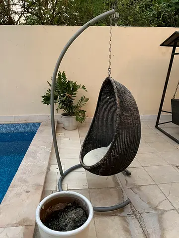 Hanging wicker cocoon swings