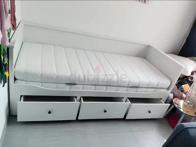 Functional White Storage Bed with Drawers