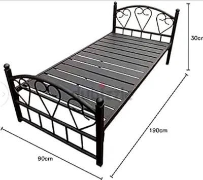 Elegant Metal Bed Frame with Heart Design 90X190 CM
