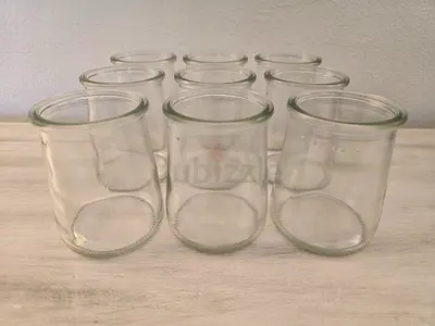Set of 9 Clear Mini Glass Jars