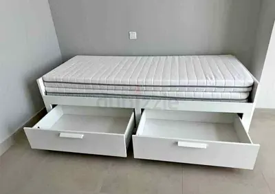 IKEA brimness Day bed with 2 storage drawers underneath and with 2 IKEA mattresses