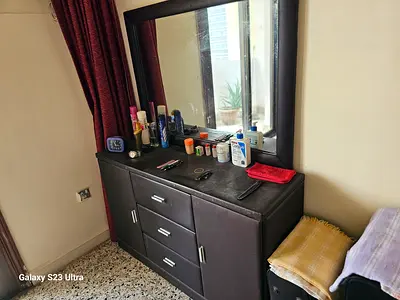 Elegant Dark Wood Dresser with Mirror