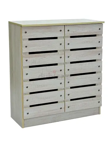 Modern Wooden Shoe Rack - 2 Door Shoe Cabinet with 4 Adjustable Shelves