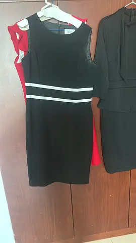 Elegant Black Dress with Stripes