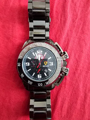 Mens Stylish Black Sport Watch with Bold Design