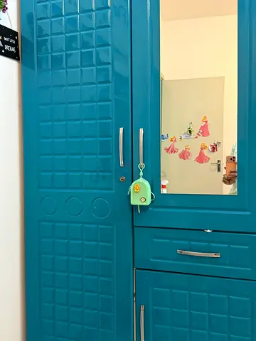 Blue Bed with Mattress and Cupboard for Sale