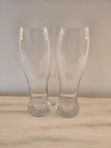 Set of 2 Clear Tall Glasses
