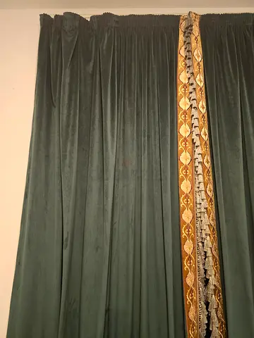 VELVET Curtain green colour with gold decoration