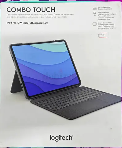 Logitech Combo Touch Keyboard Case, For iPad Pro 12.9,5th th6 Gen, English and Arabic keyboard Bran