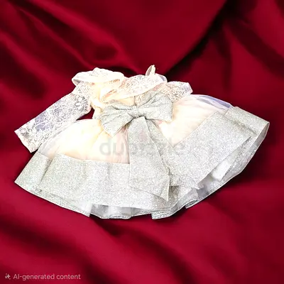 Elegant Peach  Light-Gold Party Wear Dress – 1 Year Old