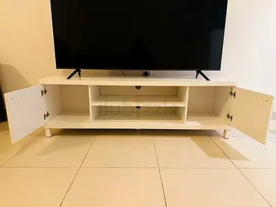 Stylish White TV Stand with Storage