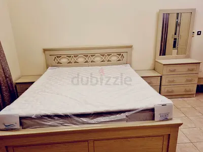 Elegant Bed Set with Nightstands and Mirror and wardrobe