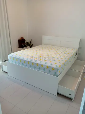 Modern White Bed with Storage