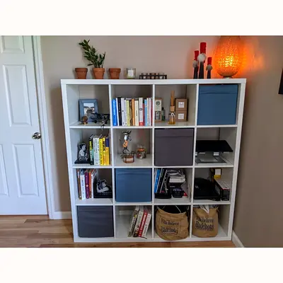 Modern Open Bookshelf with Storage Bins