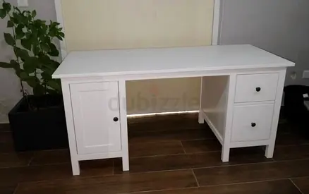 Spacious White Study Desk with Storage