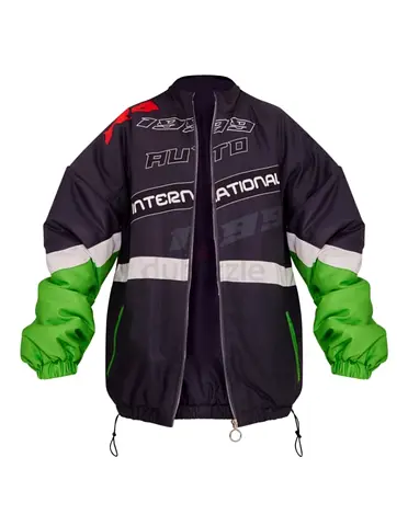Black Longline Toggle Hem Motocross Jacket