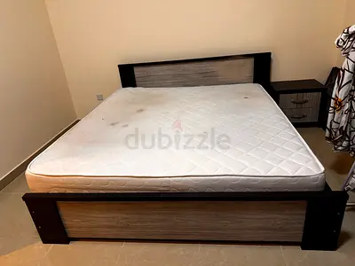 Comfortable Bed Frame with Mattress for Sale and two side tables