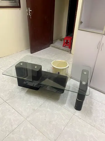 Modern Glass Coffee Table with Black Base