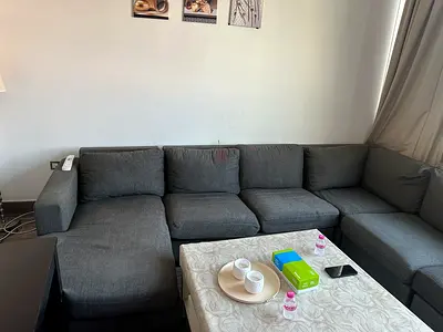 Comfortable U-Shaped Sofa in Grey for Sale