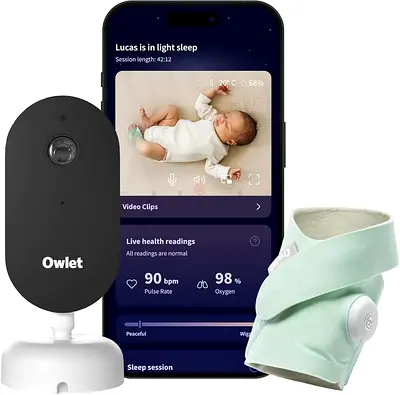 Owlet Dream Duo – FDA-Cleared Smart Baby Monitor with Sock  HD Video Cam 2K HD Video, Cry  Motion