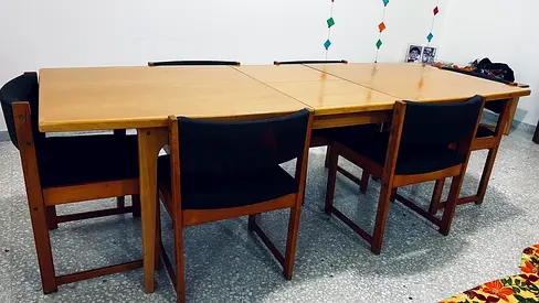 Spacious 8 seater Wooden Dining Table with 6 Chairs