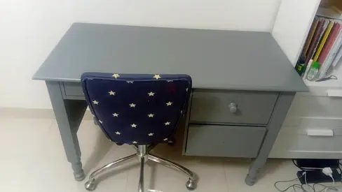 Stylish Grey Study Desk with Starry Chair