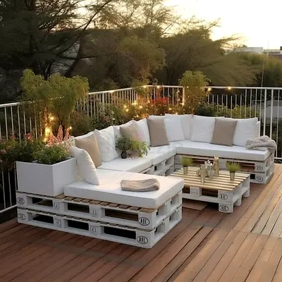 Modern Outdoor Lounge Set with Planters