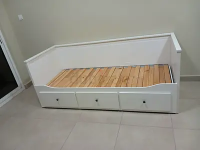 White Day Bed Frame with Storage 3 Drawers New 2 mattresses