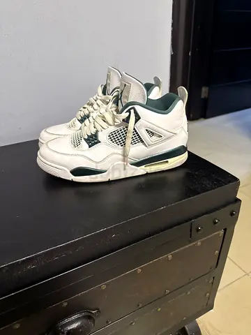 Authentic Air Jordan 4 White and Green Sneakers - Size 10