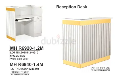 Modern White and Gold Reception Desk for Sale