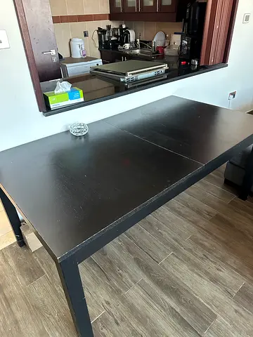 Solid Black Dining Table in Excellent Condition