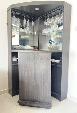 Wooden Corner Bar / Display Cabinet — Excellent Condition (Hamdan Street)